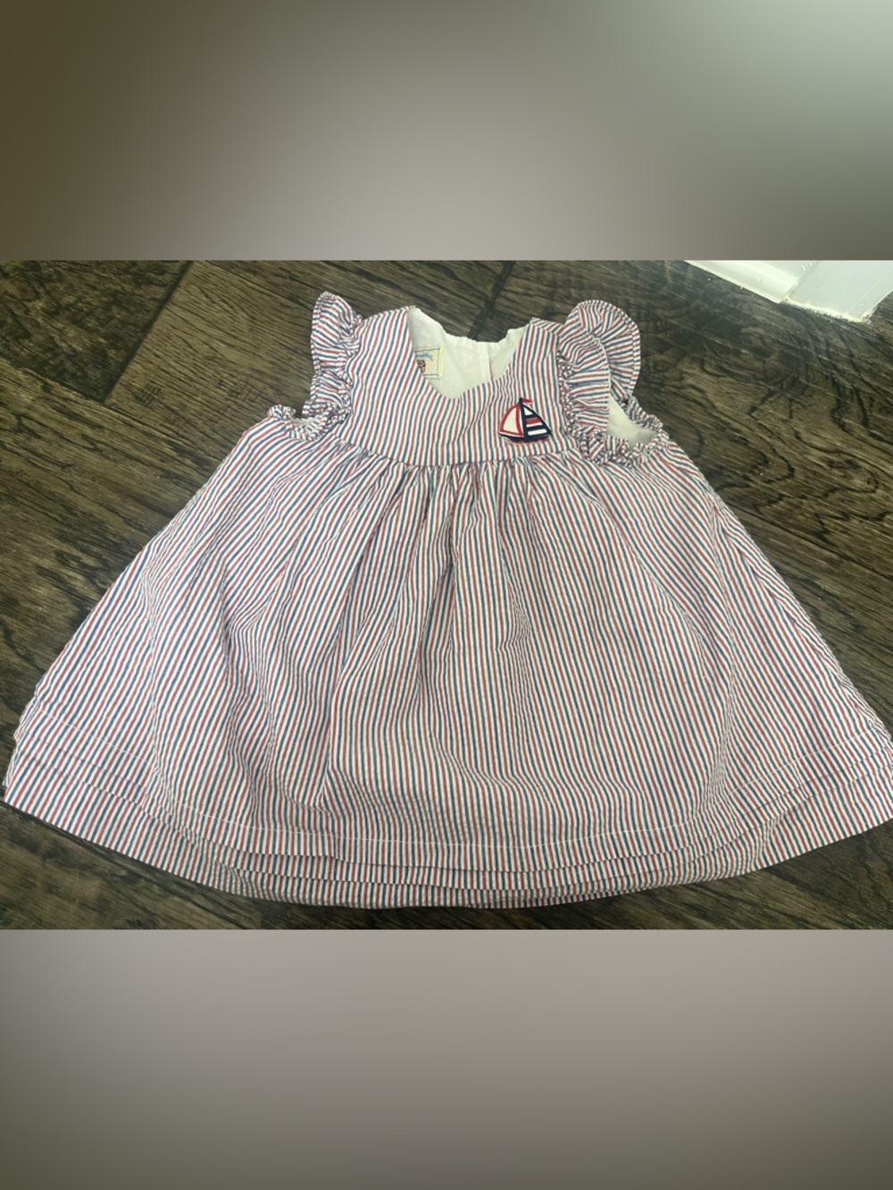 marmellata Red, White & Blue Striped Baby Dress